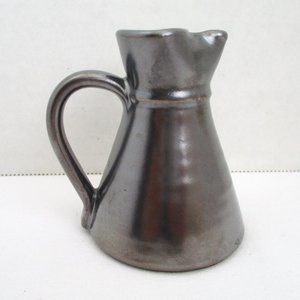 Prinknash Redware Pottery Small Pitcher 2-7/8" Pewter Glaze VTG, Made in England